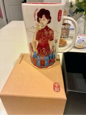 Starbucks Shanghai Collector Mug - Red, Blue & White